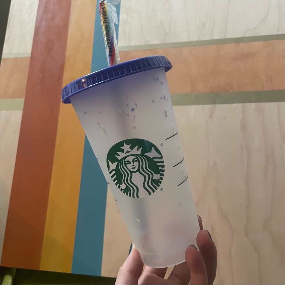 Starbucks Confetti Color Changing Reusable Cup New